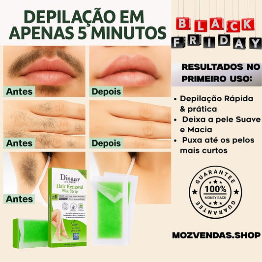 PeleLisa® – Tiras de Cera para Depilação Corporal Completa