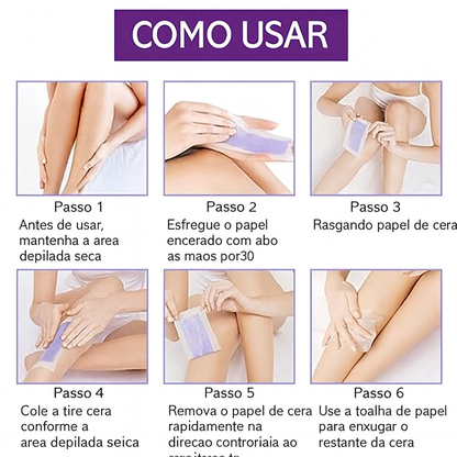 PeleLisa® – Tiras de Cera para Depilação Corporal Completa